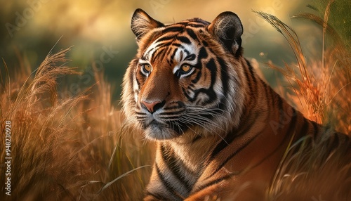 tigre couché dans la savane