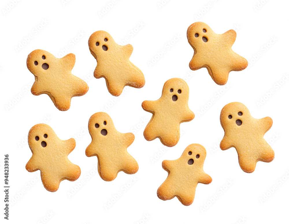 Obraz premium Ghost-shaped cookies pattern, top view