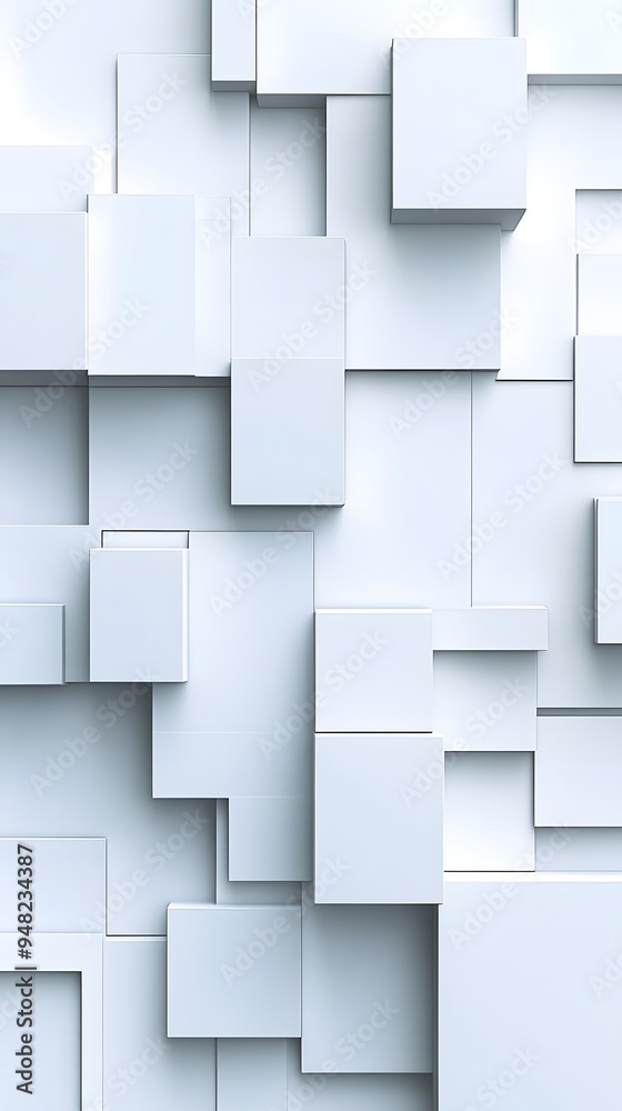 White background with 3D blocks arranged in an abstract pattern, perfect for adding depth and texture to design projects White background with 3D blocks arranged in an abstract pattern, perfect for adding depth and texture to design projects