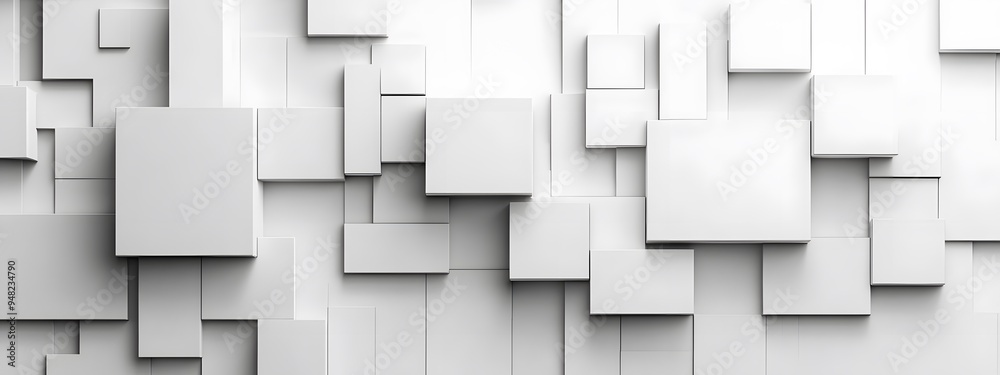 White background with 3D blocks arranged in an abstract pattern, perfect for adding depth and texture to design projects