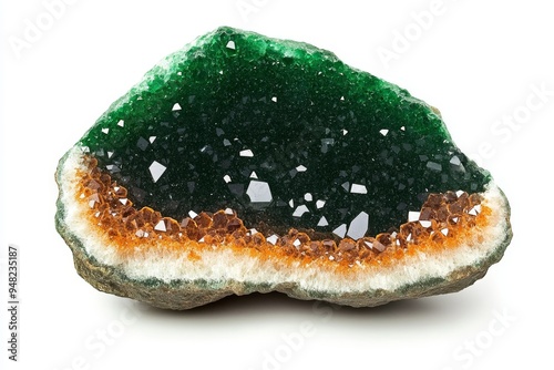 The spessartine garnets are isolated on a white background, taken from the Loliondo mine in Tanzania