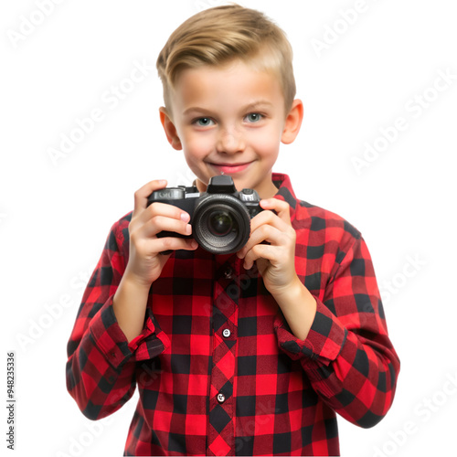 Boy holding camera