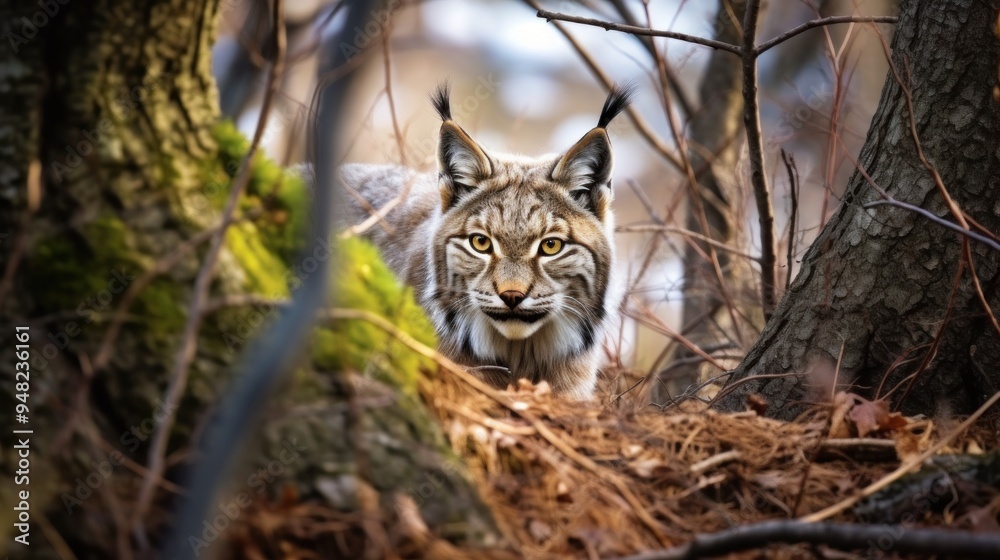 A Lynx Gazing Through the Trees A Lynx Gazing Through the Trees