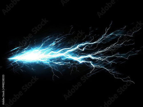 Vibrant White and Blue Electric Lightning Streaks on Dark Background