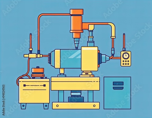 illustration of a machine with a monitor and a box. photo