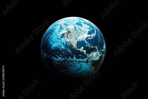 Stock image of planet earth in space against a black background.