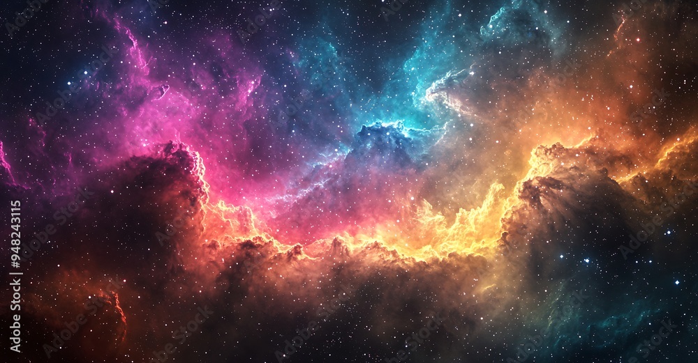 Naklejka premium Spectacular Cosmic Nebula: A Colorful Voyage Through the Universe