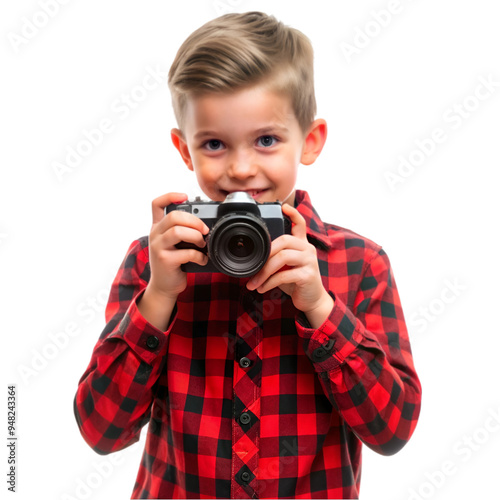 Boy holding camera