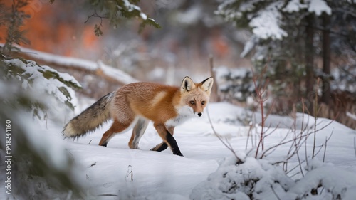 Red Fox in the Snowy Woods