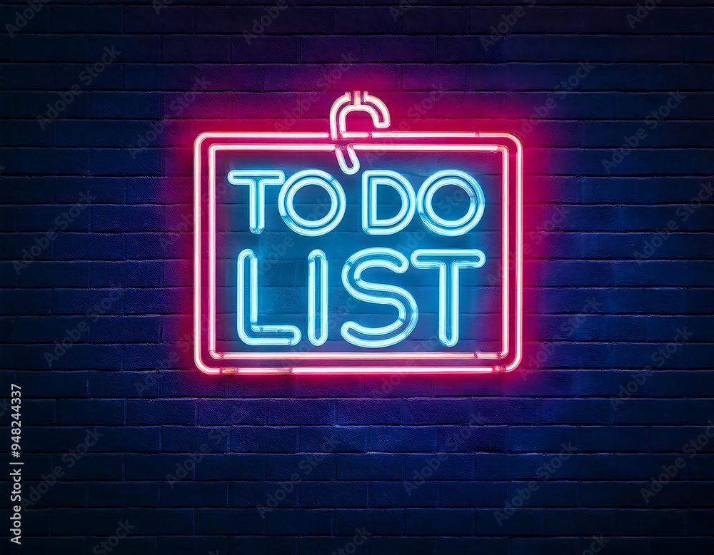 realistic vector neon sign featuring list frame logo created wall decoration realistic vector neon sign featuring list frame logo created wall decoration