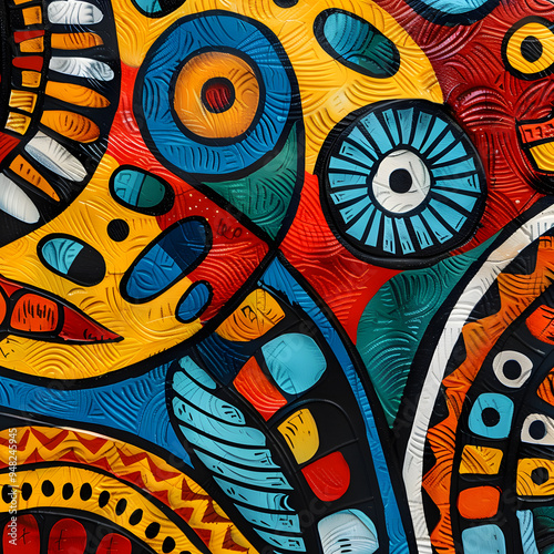 colorful ethnic pattern, geometric shapes	