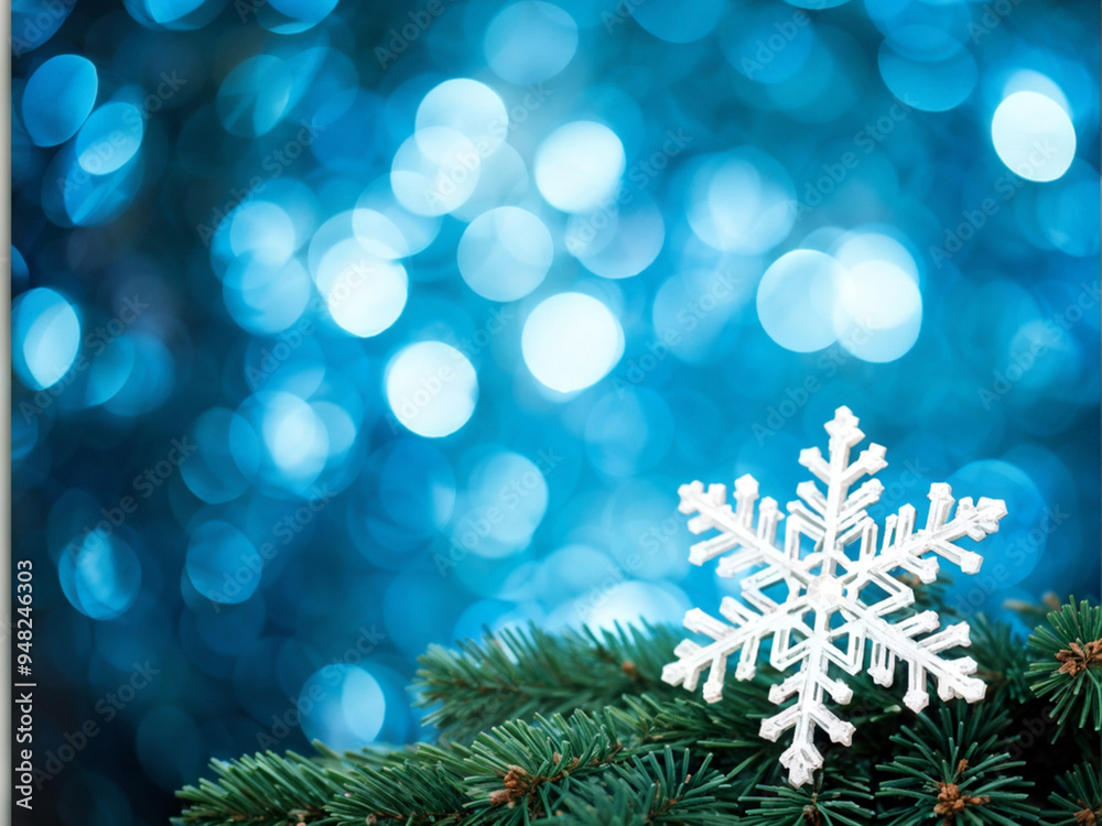 Festive Winter Banner with Glowing Snowflakes and Fir Festive Winter Banner with Glowing Snowflakes and Fir