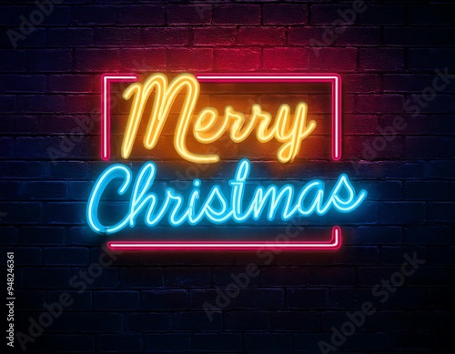 Wallpaper Mural vector realistic isolated neon sign merry christmas frame logo template decoration invitation promo wall background reflecting concept happy new year Torontodigital.ca