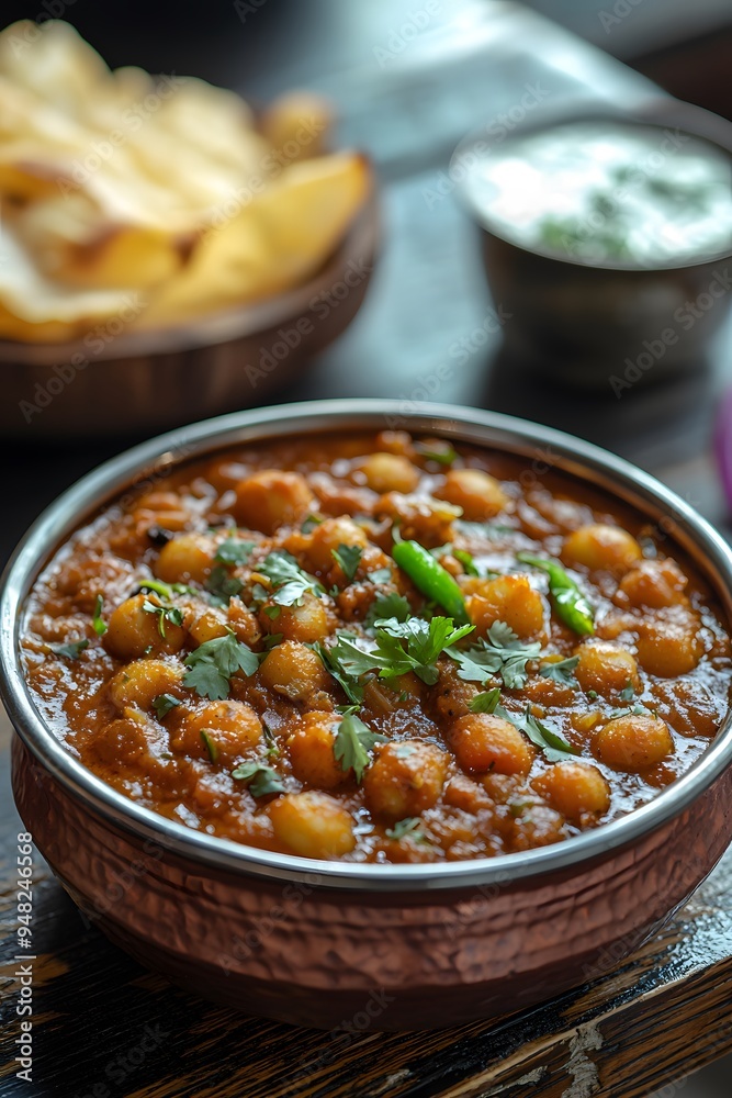 Chana Masala, A spicy and tangy chickpea curry, a popular vegetarian dish in India. Chana Masala, A spicy and tangy chickpea curry, a popular vegetarian dish in India.