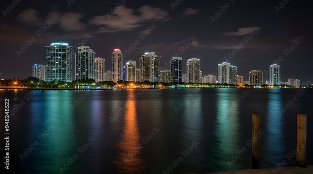 Naklejka premium Miami Bayside.generative.ai