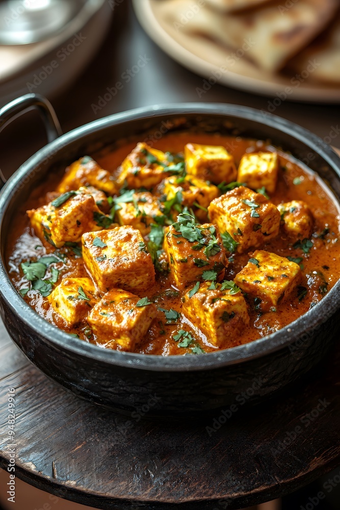 Kadai Paneer, Paneer cubes cooked with bell peppers and spices in a thick, flavorful gravy. Kadai Paneer, Paneer cubes cooked with bell peppers and spices in a thick, flavorful gravy.