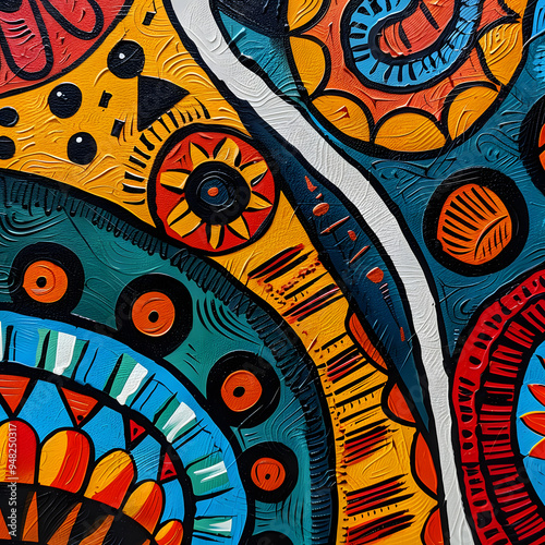 colorful ethnic pattern, geometric shapes