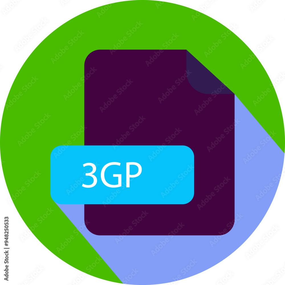 3GP File extension icon with black shadow circular icon 3GP File extension icon with black shadow circular icon