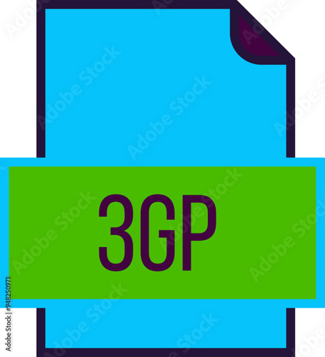 3GP File icon fill and outline crisp corners