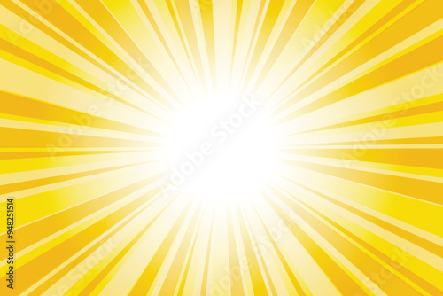 Abstract glowing yellow sunburst background. Maize Crayola Yellow glow effect sunburst background for presentation, banner, poster, flyer, sales. Modern pop art poster for summer and spring.