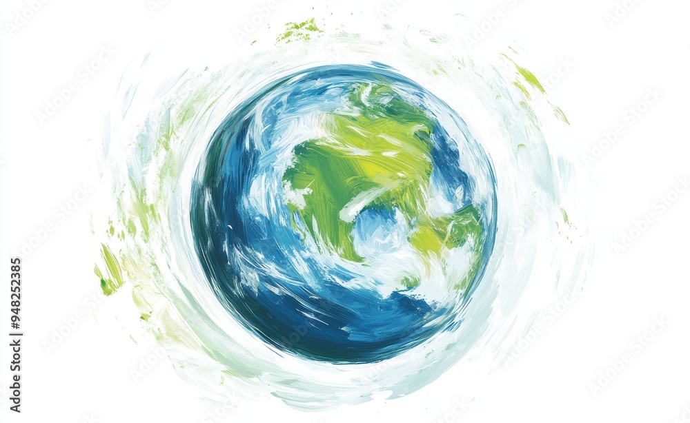 Illustration of a green planet earth on a white background, representing Earth Day and environmental protection. Illustration of a green planet earth on a white background, representing Earth Day and environmental protection.