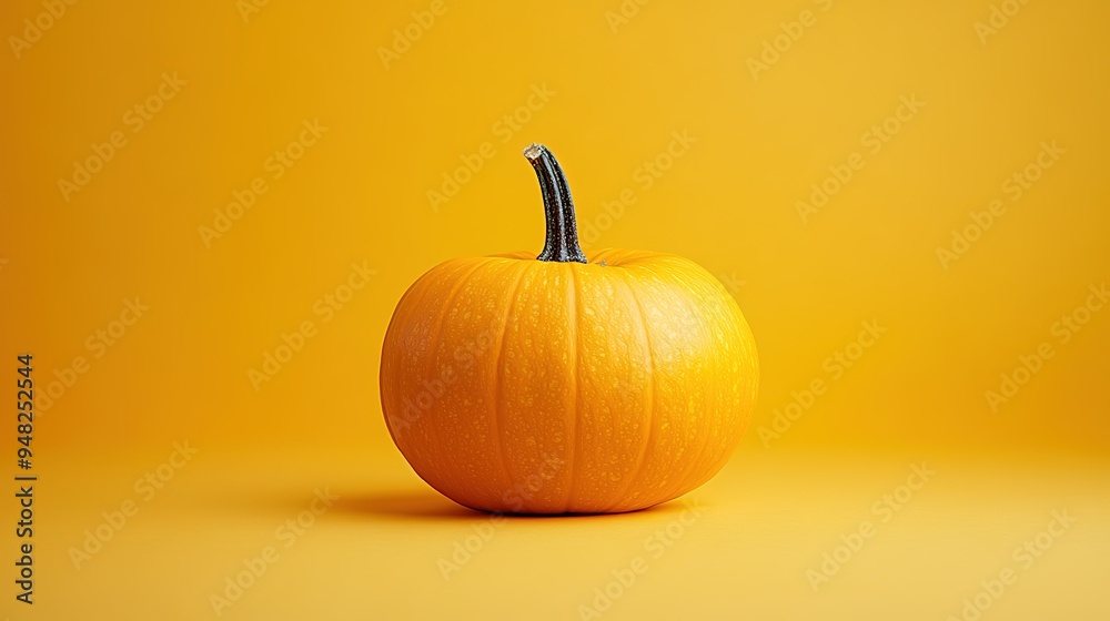 Minimalist Aesthetic Pumpkin on Yellow Background - Simple Elegance in Product Photography for Fall Season Minimalist Aesthetic Pumpkin on Yellow Background - Simple Elegance in Product Photography for Fall Season