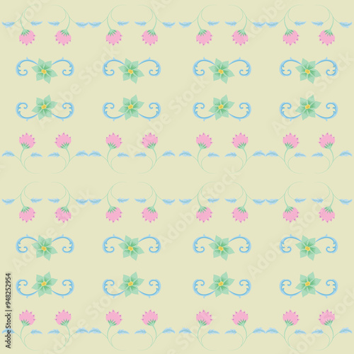 Wallpaper Mural seamless pattern with flowers Torontodigital.ca