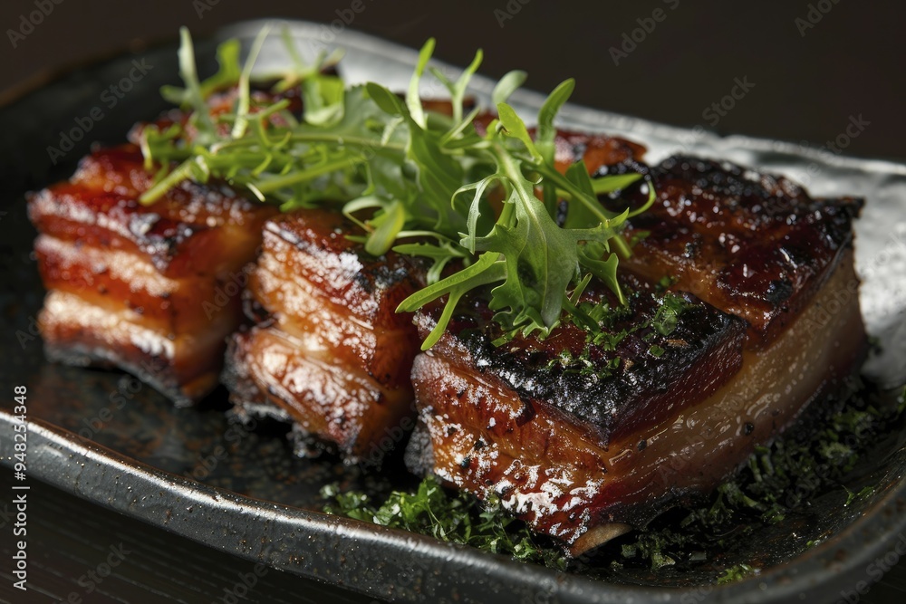 Smoked pork belly, highlighting the deep, savory flavors and succulent texture of this beloved barbecue treat, is sure to delight any food lover.