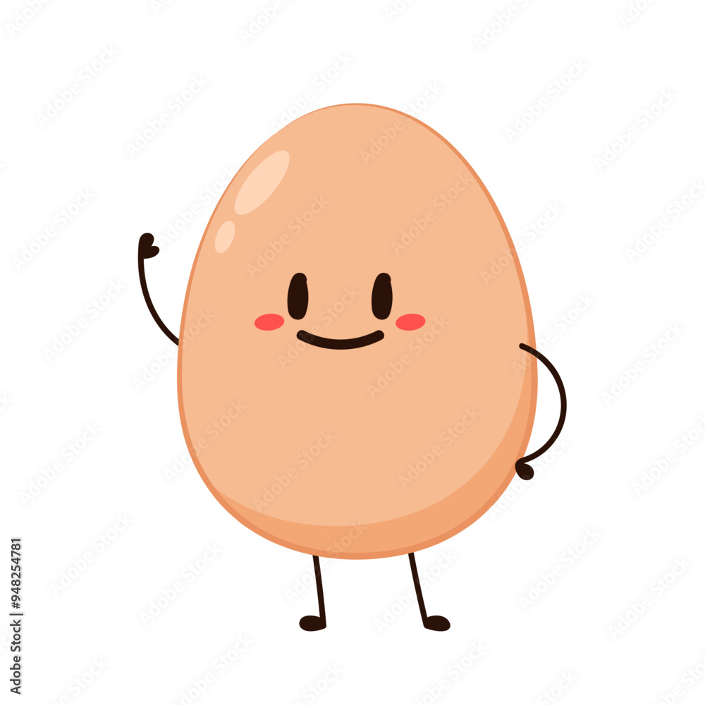 Happy chicken egg show muscle. Vector flat cartoon character illustration icon design. Isolated on white background. Chicken egg, Easter concept. Happy chicken egg show muscle. Vector flat cartoon character illustration icon design. Isolated on white background. Chicken egg, Easter concept.