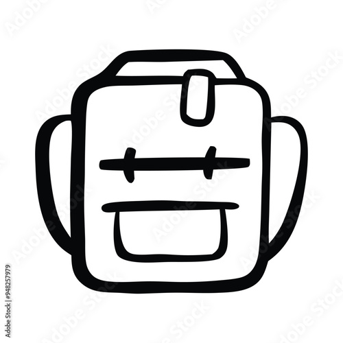 Backpack doodle vector icon