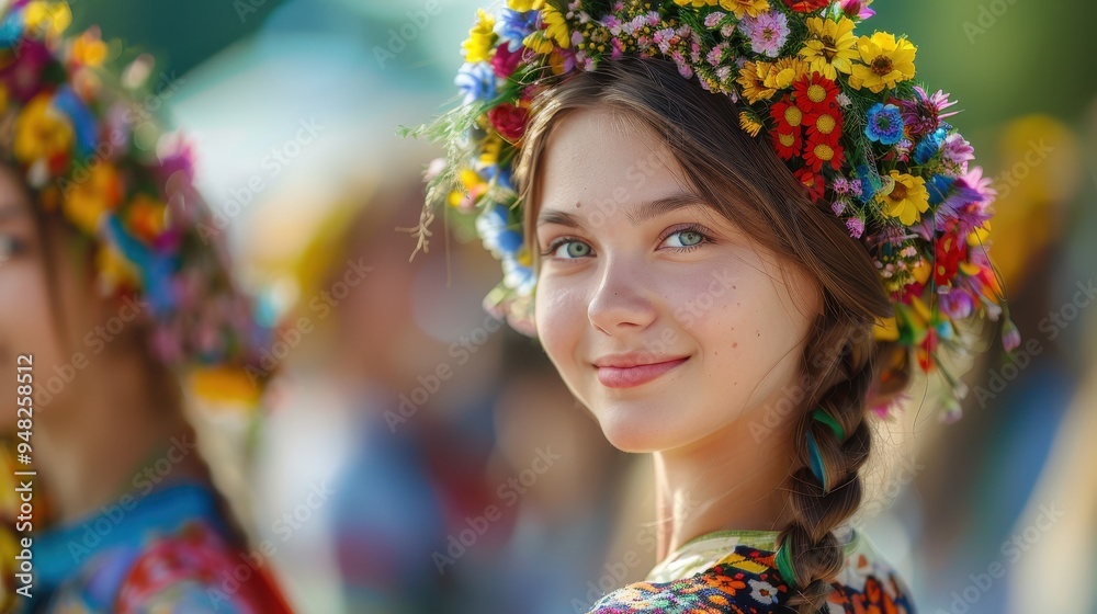 Portrait of a Young Woman Wearing a Floral Wreath Portrait of a Young Woman Wearing a Floral Wreath