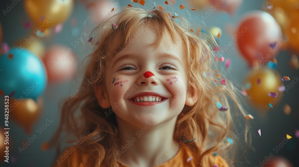 A joyful scene capturing a child with curly hair at a festive celebration A joyful scene capturing a child with curly hair at a festive celebration