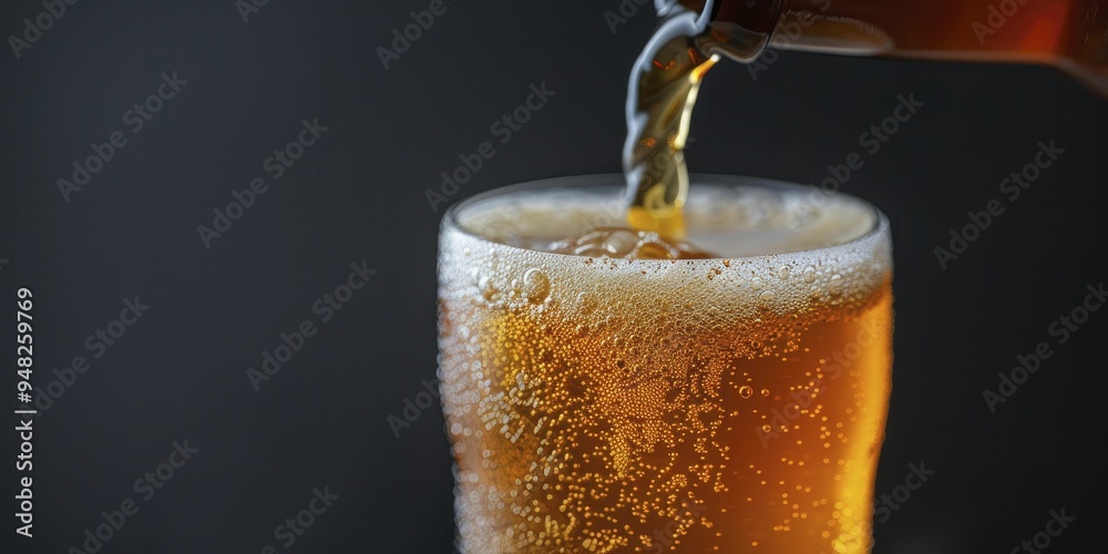 custom made wallpaper toronto digitalHand-crafted beer being poured into a glass, with closeup details of the bubbling brew and rich color, emphasizing the artisan care involved in its creation