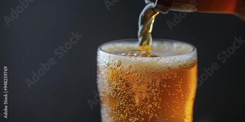Wallpaper Mural Hand-crafted beer being poured into a glass, with closeup details of the bubbling brew and rich color, emphasizing the artisan care involved in its creation Torontodigital.ca