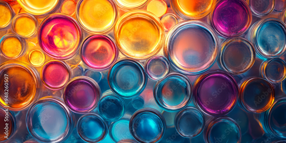 Colorful glass spheres. Vibrant and reflective abstract design. Composition of transparent orbs with varied hues and sizes Colorful glass spheres. Vibrant and reflective abstract design. Composition of transparent orbs with varied hues and sizes