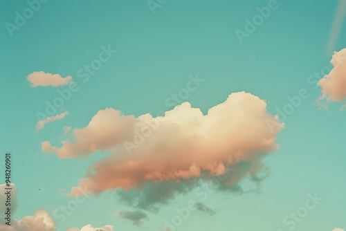 clouds on the sky view, vintage poster, sepia filter, high quality PNG
