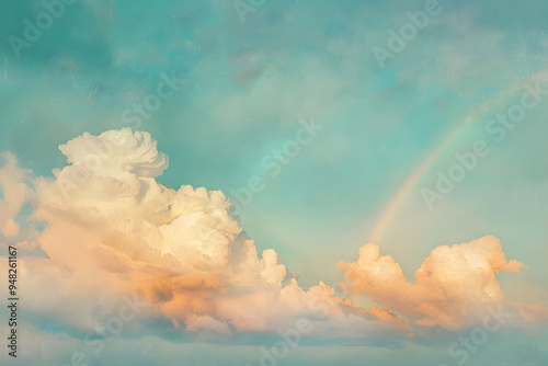 clouds on the sky view, vintage poster, sepia filter, high quality PNG