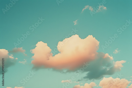 clouds on the sky view, vintage poster, sepia filter, high quality PNG