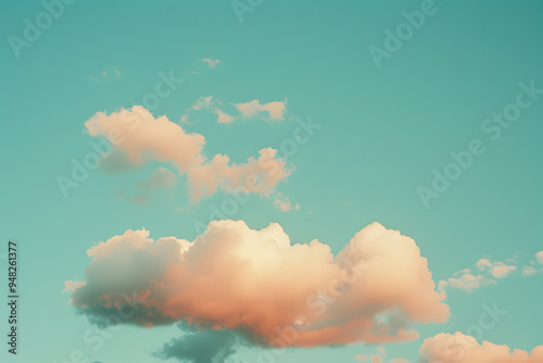 clouds on the sky view, vintage poster, sepia filter, high quality PNG