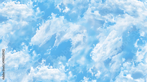 blue sky with clouds poster, high quality PNG