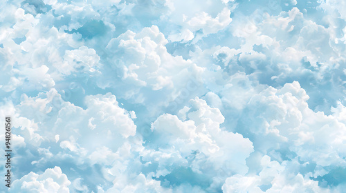 blue sky with clouds poster, high quality PNG