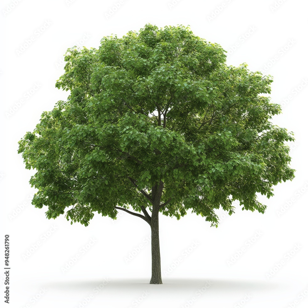 Fototapeta premium Single Green Tree Isolated on White Background.