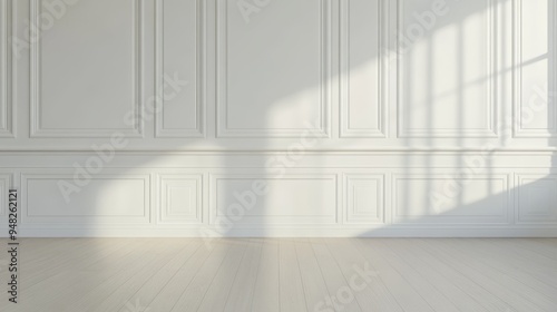 Wallpaper Mural This is a tranquil indoor space that features a pristine white wall, beautiful hardwood floor, and gentle natural light, all of which emphasize simplicity as well as elegant design elements Torontodigital.ca