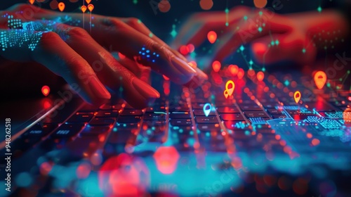 Typing on a Laptop with Location Markers