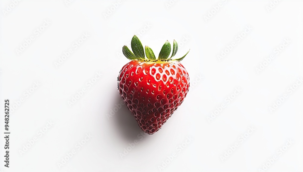 A single strawberry on white background, professional food photography A single strawberry on white background, professional food photography