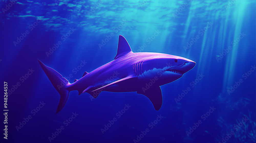Obraz premium shark in water in purple shades