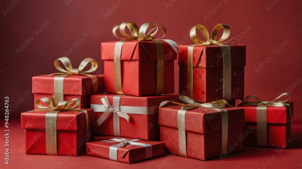 Fototapeta premium gift box on isolated red background
