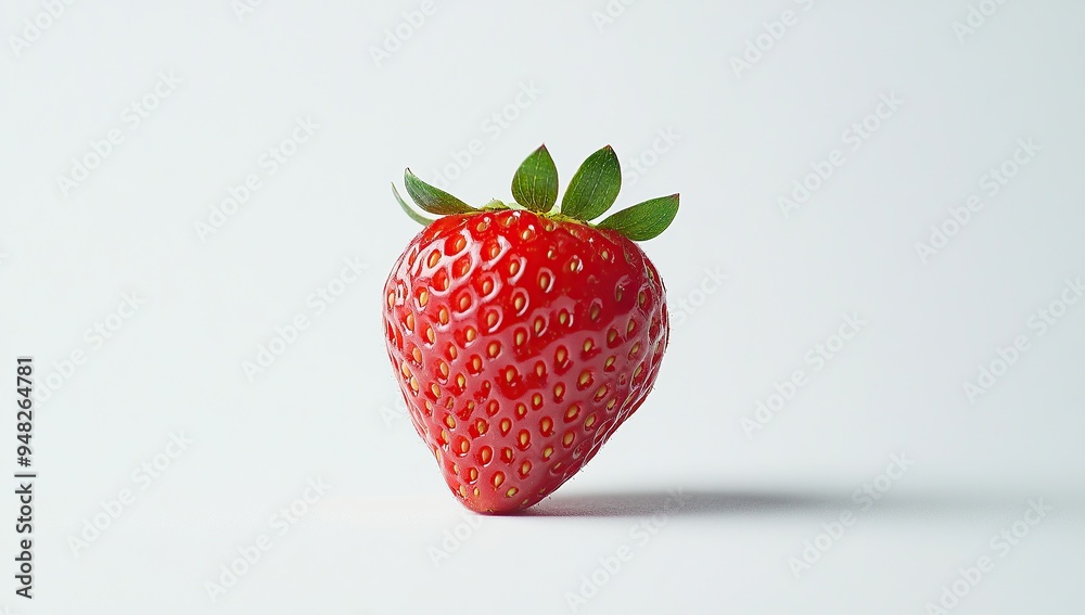 A single strawberry on white background, professional food photography A single strawberry on white background, professional food photography