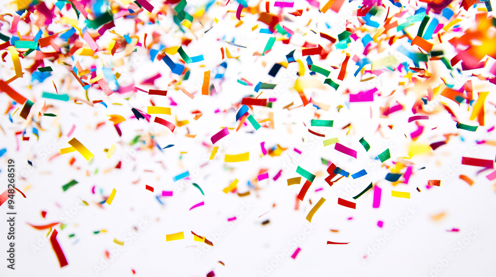 Colorful Confetti Falling on White Background Colorful Confetti Falling on White Background