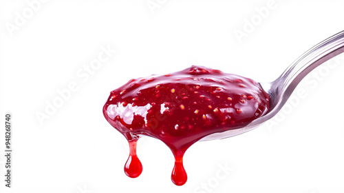 Delicious Raspberry Jam Dripping From Spoon
